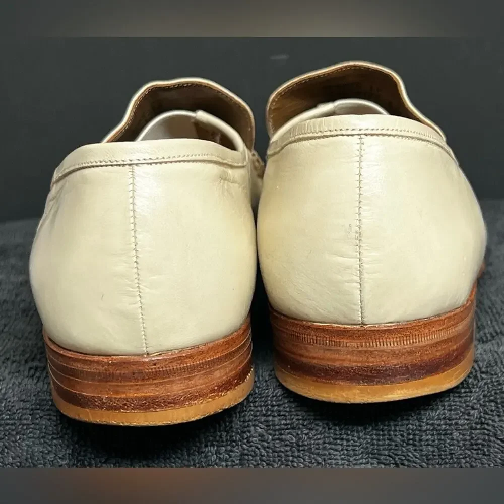 BARKER Men's Beige BIT Leather Loafers Size 8 / 9 / 42-43 26cm Made in England